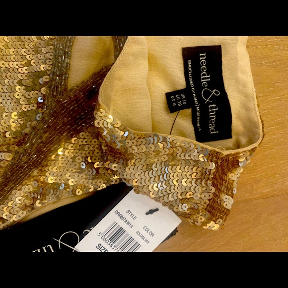 NWT Gold sequin dress with beautiful beading. - Picture 2 of 3